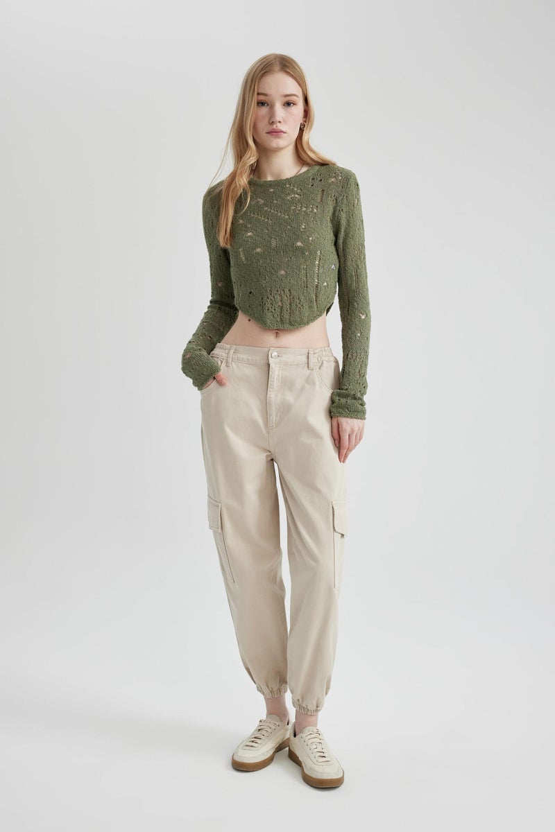 DeFacto Beige Woman Cargo Jogger Gabardine Trousers Casual - Image 1